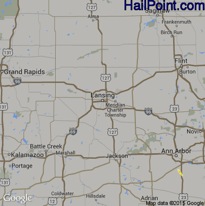Hail Map for Lansing, MI Region on March 21, 2017