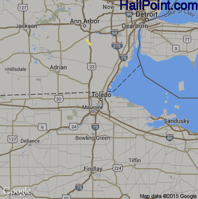 Hail Map for Toledo, OH Region on March 21, 2017