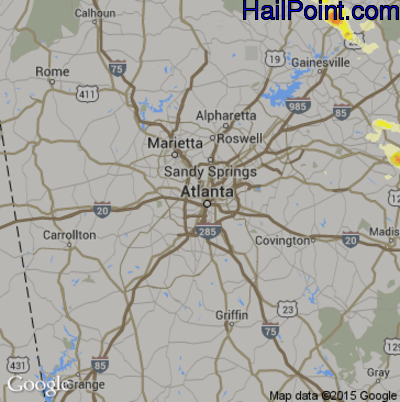Hail Map for Atlanta, GA Region on March 21, 2017 
