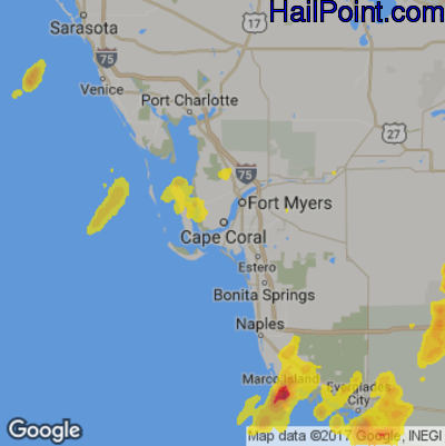 Hail Map for Cape Coral, FL Region on March 23, 2017