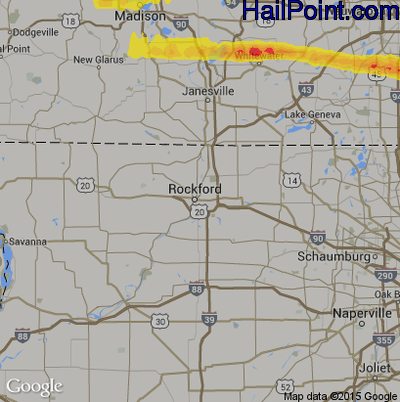 Hail Map for Rockford, IL Region on March 24, 2017