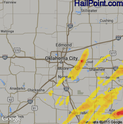 Hail Map for Oklahoma City, OK Region on March 26, 2017
