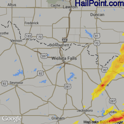 Hail Map for Wichita Falls, TX Region on March 26, 2017