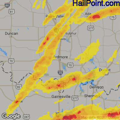 Hail Map for Ardmore, OK Region on March 26, 2017