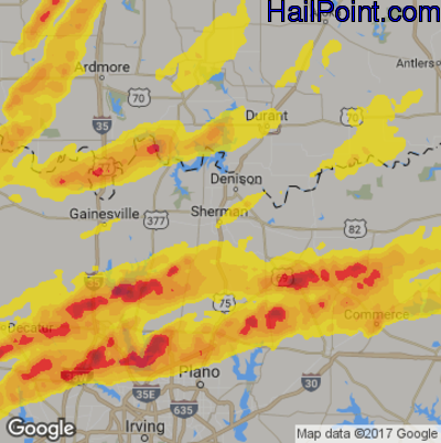 Hail Map for Sherman, TX Region on March 26, 2017