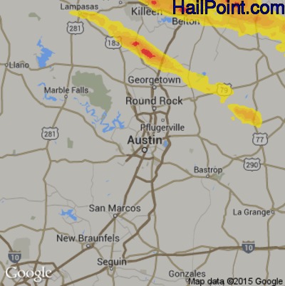 Hail Map for Austin, TX Region on March 27, 2017