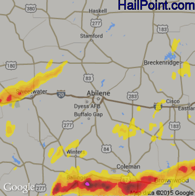 Hail Map for Abilene, TX Region on April 1, 2017
