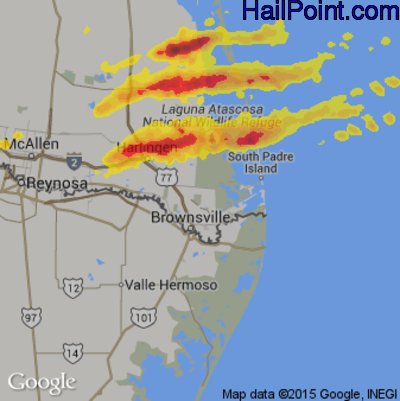 Hail Map for Brownsville, TX Region on April 3, 2017