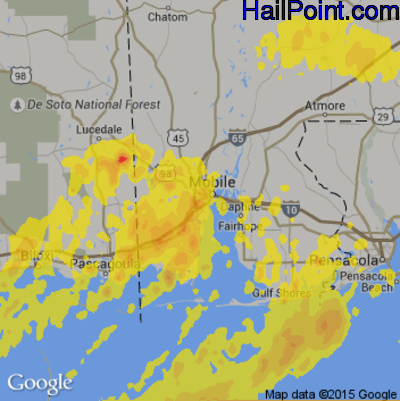 Hail Map for Mobile, AL Region on April 3, 2017 