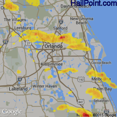 Hail Map for Orlando, FL Region on April 4, 2017