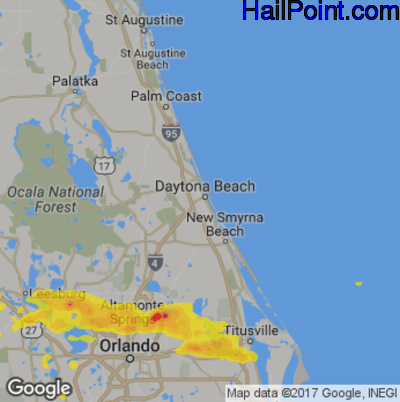 Hail Map for Daytona Beach, FL Region on April 4, 2017