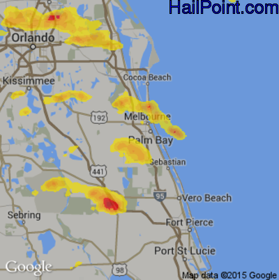 Hail Map for Palm Bay, FL Region on April 4, 2017