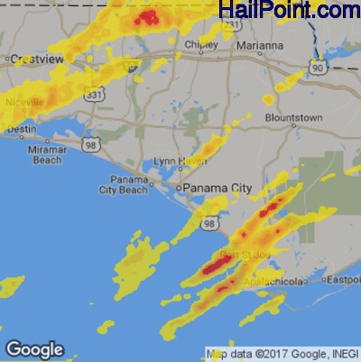 Hail Map for Panama City, FL Region on April 4, 2017