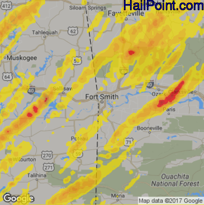 Hail Map for Forth Smith, AR Region on April 4, 2017 