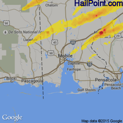 Hail Map for Mobile, AL Region on April 5, 2017 