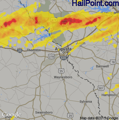 Hail Map for Augusta, GA Region on April 5, 2017