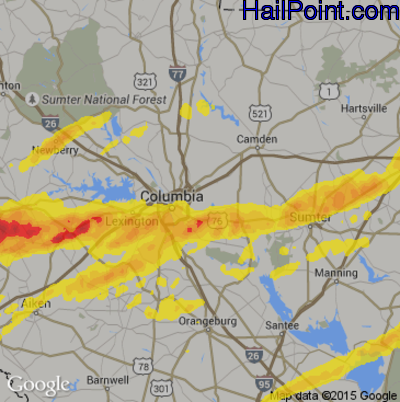 Hail Map for Columbia, SC Region on April 5, 2017 