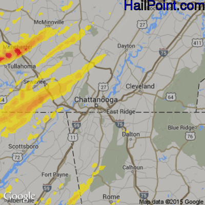 Hail Map for Chattanooga, TN Region on April 5, 2017
