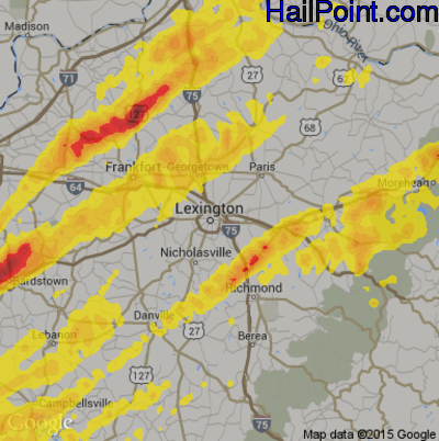 Hail Map for Lexington, KY Region on April 5, 2017