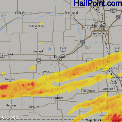 Hail Map for Lincoln, NE Region on April 10, 2017