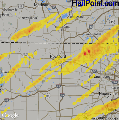 Hail Map for Rockford, IL Region on April 10, 2017