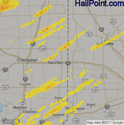 Hail Map for Danville, IL Region on April 10, 2017