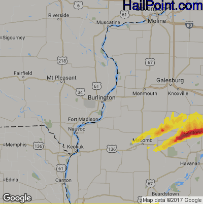 Hail Map for Burlington, IA Region on April 10, 2017