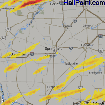 Hail Map for Springfield, IL Region on April 10, 2017