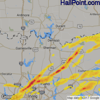 Hail Map for Sherman, TX Region on April 10, 2017