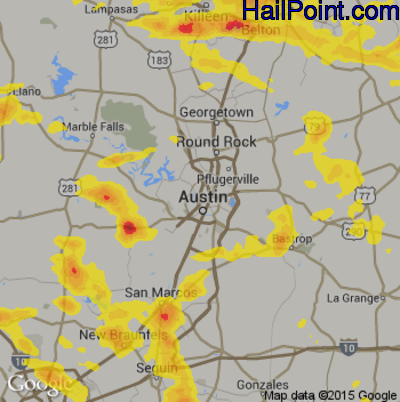 Hail Map for Austin, TX Region on April 10, 2017 
