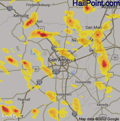 Hail Map for San Antonio, TX Region on April 11, 2017 