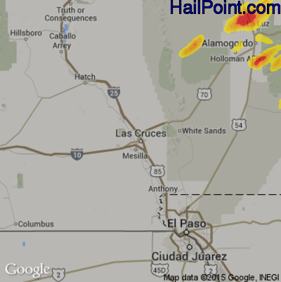 Hail Map for Las Cruces, NM Region on April 12, 2017
