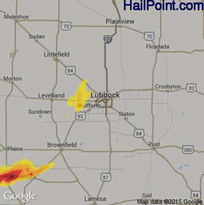Hail Map for Lubbock, TX Region on April 12, 2017