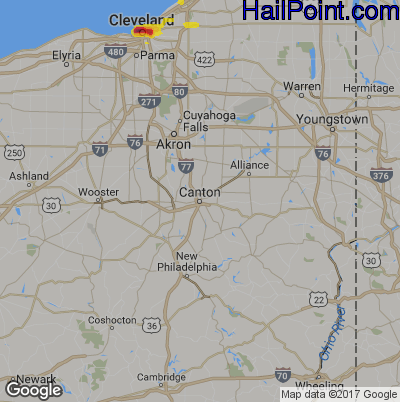 Hail Map for Canton, OH Region on April 14, 2017