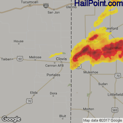 Hail Map for Clovis, NM Region on April 14, 2017