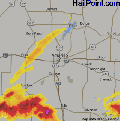 Hail Map for Amarillo, TX Region on April 14, 2017 