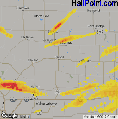 Hail Map for Carroll, IA Region on April 15, 2017