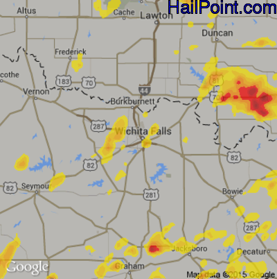 Hail Map for Wichita Falls, TX Region on April 16, 2017