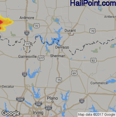 Hail Map for Sherman, TX Region on April 16, 2017