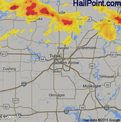 Hail Map for Tulsa, OK Region on April 16, 2017