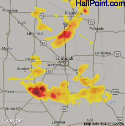 Hail Map for Lubbock, TX Region on April 16, 2017