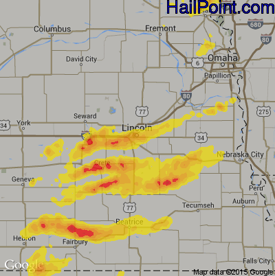 Hail Map for Lincoln, NE Region on April 19, 2017