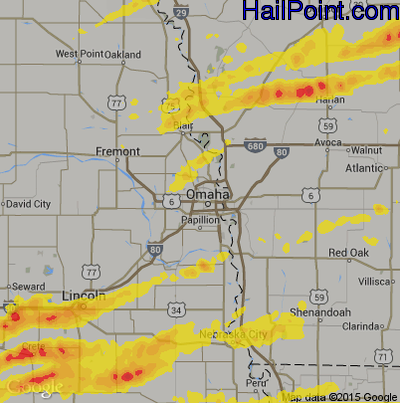 Hail Map for Omaha, NE Region on April 19, 2017