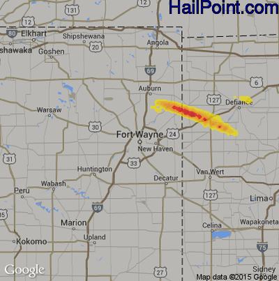 Hail Map for Fort Wayne, IN Region on April 20, 2017