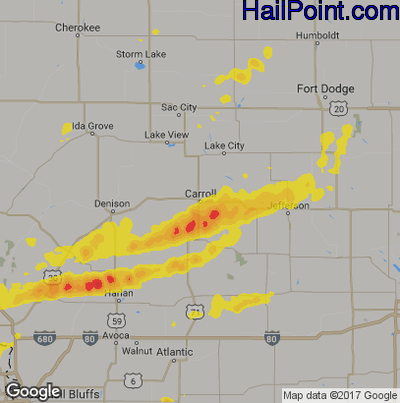 Hail Map for Carroll, IA Region on April 20, 2017