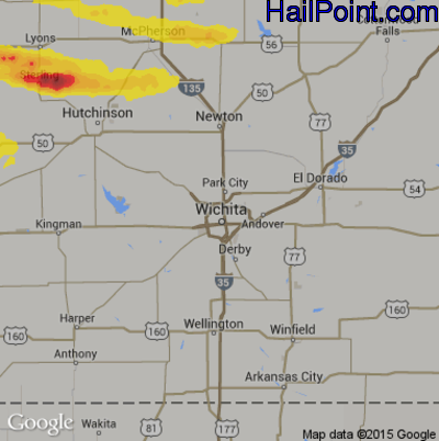 Hail Map for Wichita, KS Region on April 20, 2017