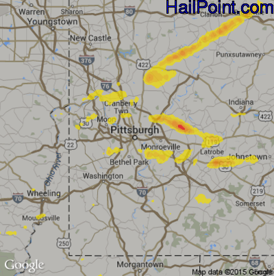 Hail Map for Pittsburgh, PA Region on April 20, 2017
