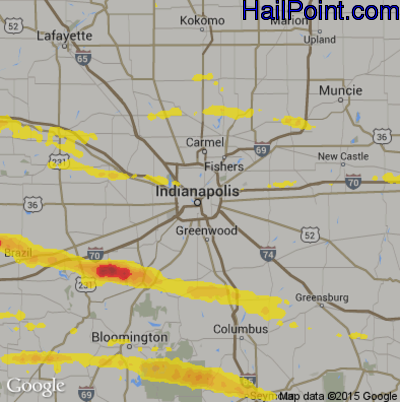 Hail Map for Indianapolis, IN Region on April 20, 2017