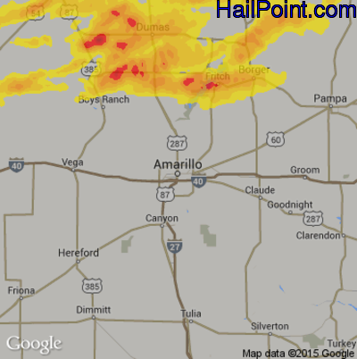 Hail Map for Amarillo, TX Region on April 21, 2017 