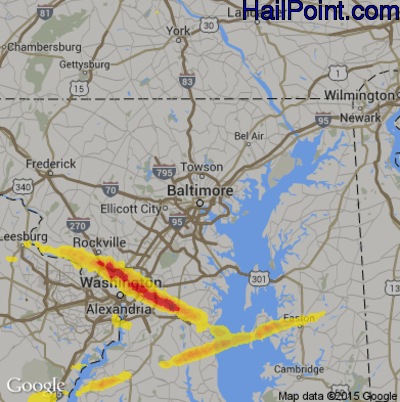 Hail Map for Baltimore, MD Region on April 21, 2017